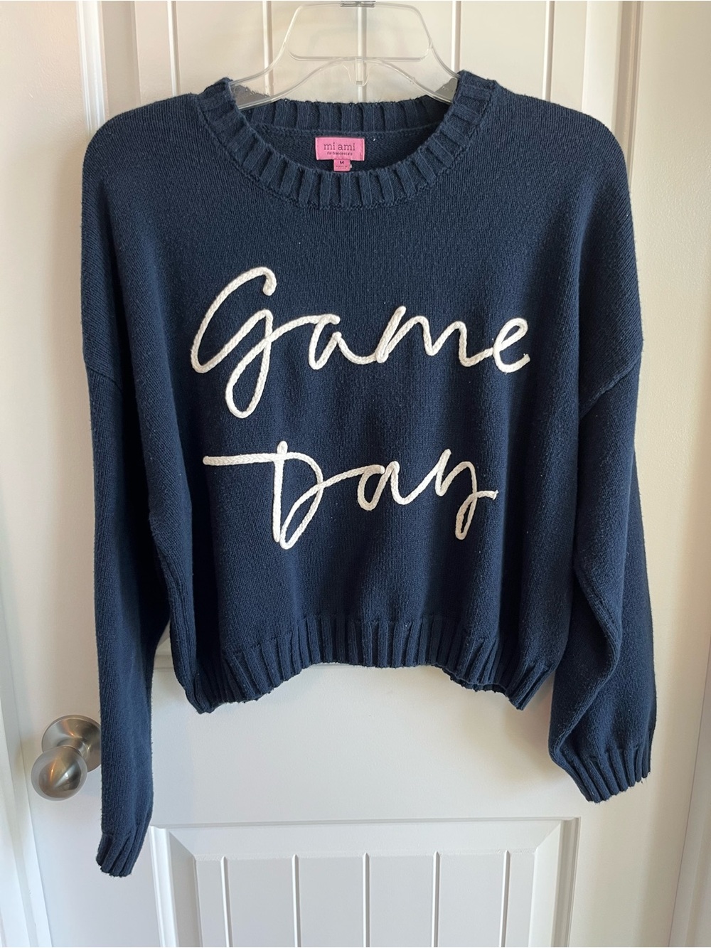 miami Navy 'Game Day' Crewneck Sweater with White Script
